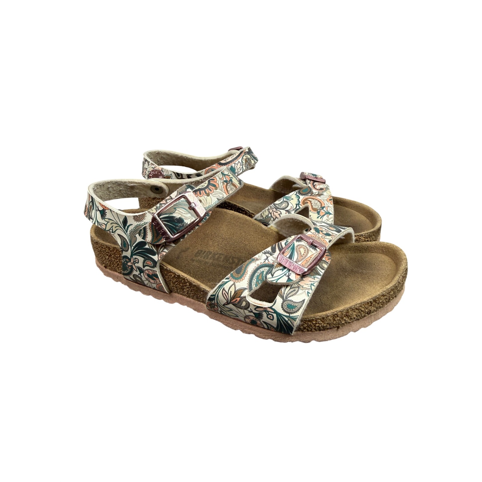 Birkenstock Rio Girls Paisley Floral Cork Footbed Sandals Eu 30 Kids Us 12